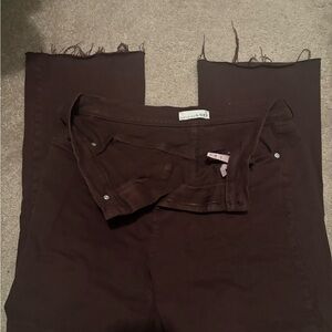 Brown Frayed Hem Jeans